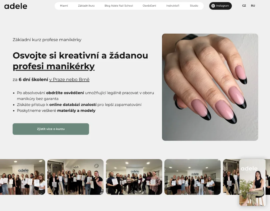 Landing page pro Adele Nail School